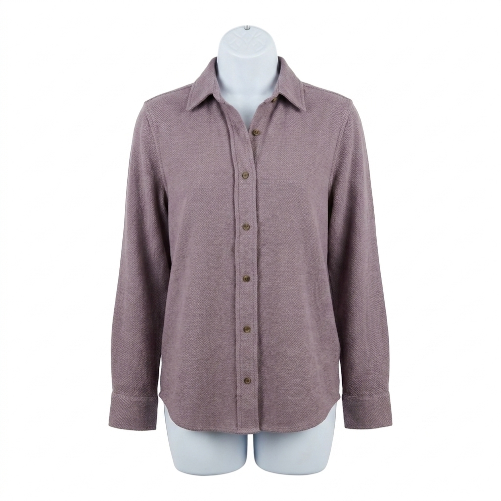 NEW FAHERTY legend sweater relaxed shirt in dusty plum twill
